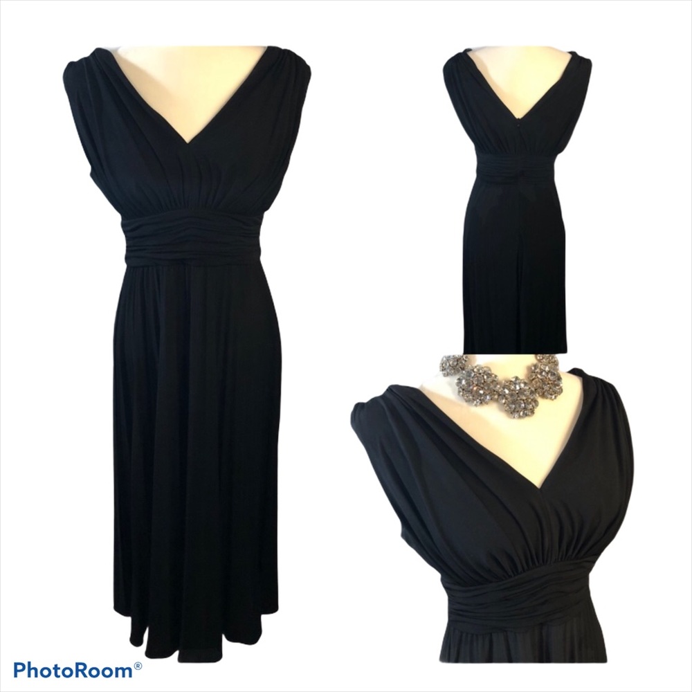 BOGO🖤 MARILYN MONROE BLACK MIDI FLOWY V NECK